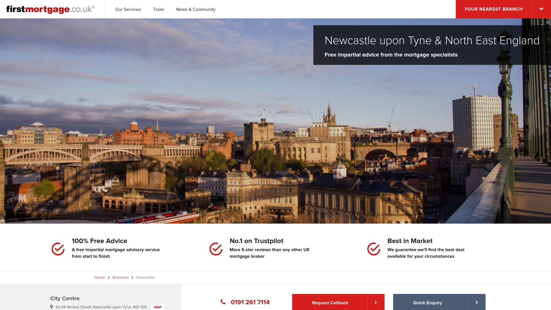 Screenshot of First Mortgage NE's website