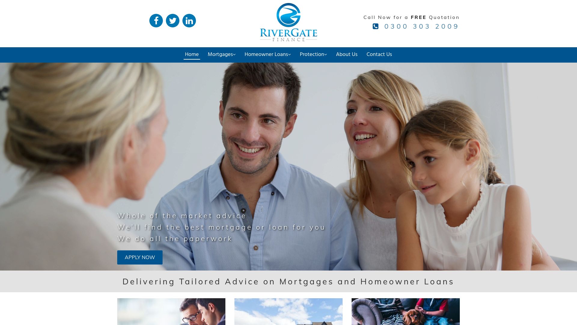 Screenshot of Rivergate Finance Ltd's website