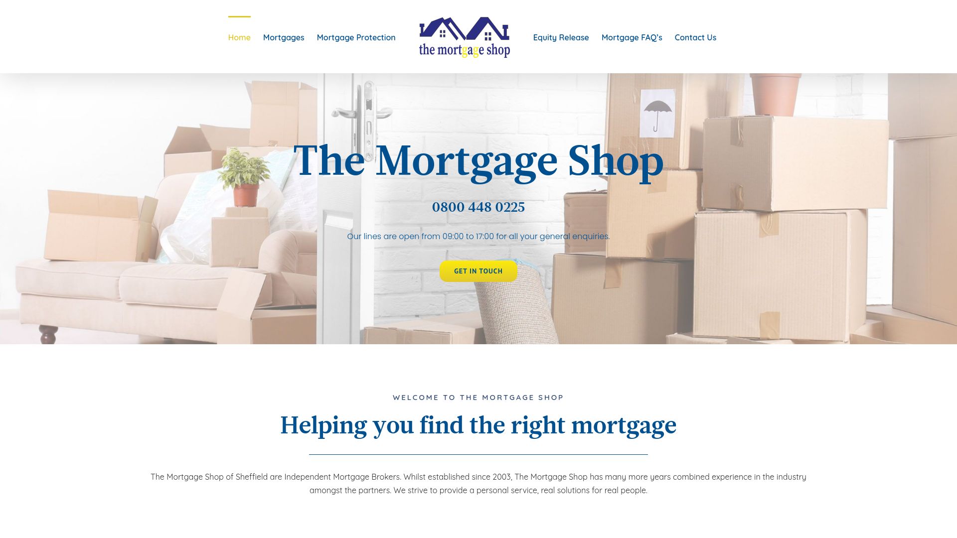 Screenshot of The Mortgage Shop's website