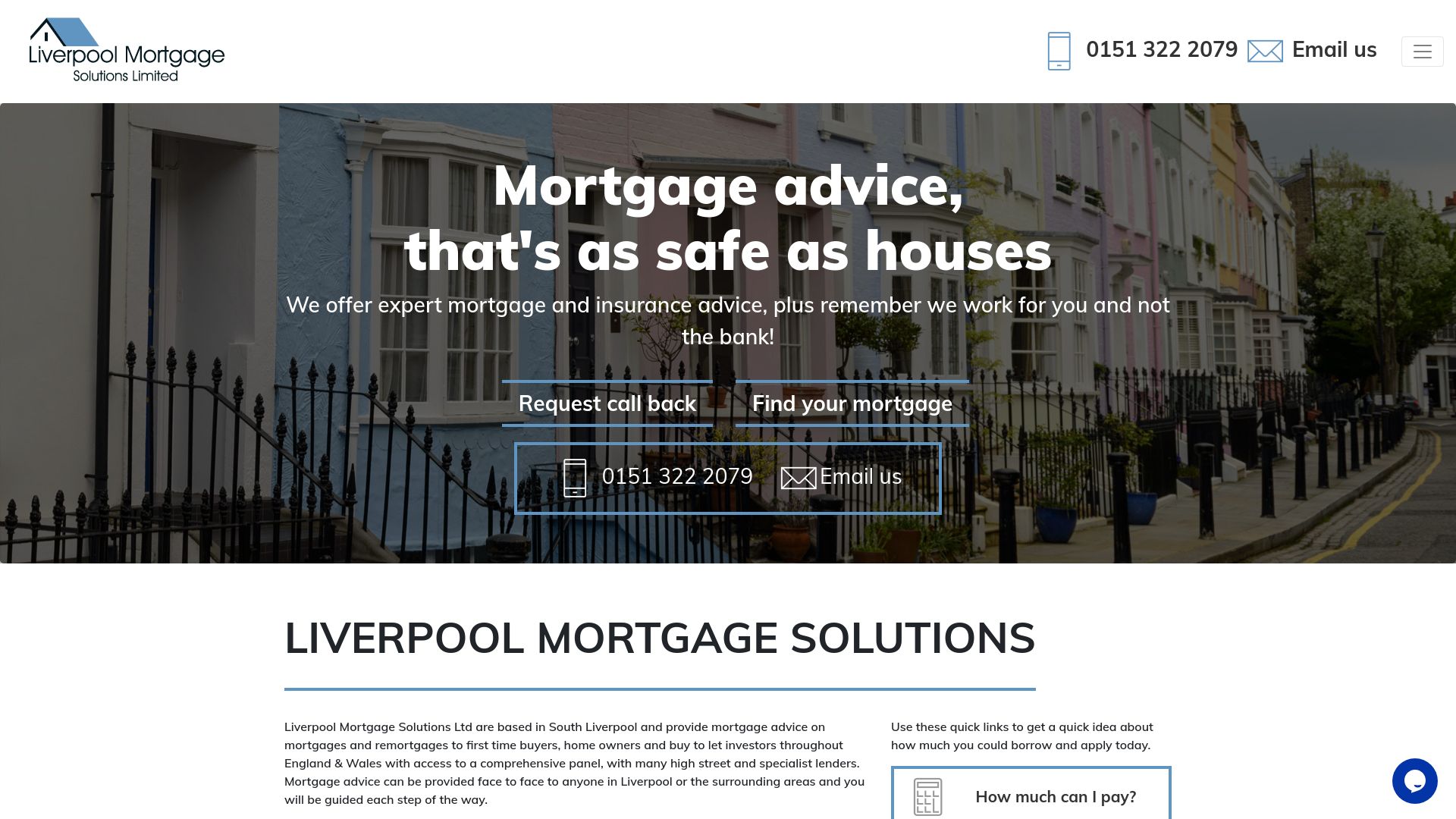 Screenshot of Liverpool Mortgage Solutions Ltd's website