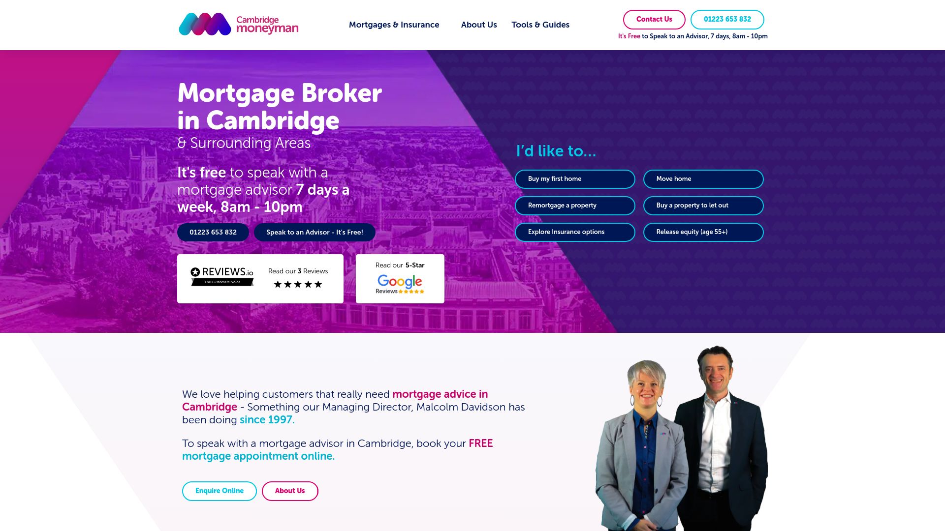 Screenshot of Cambridgemoneyman - Mortgage Broker's website