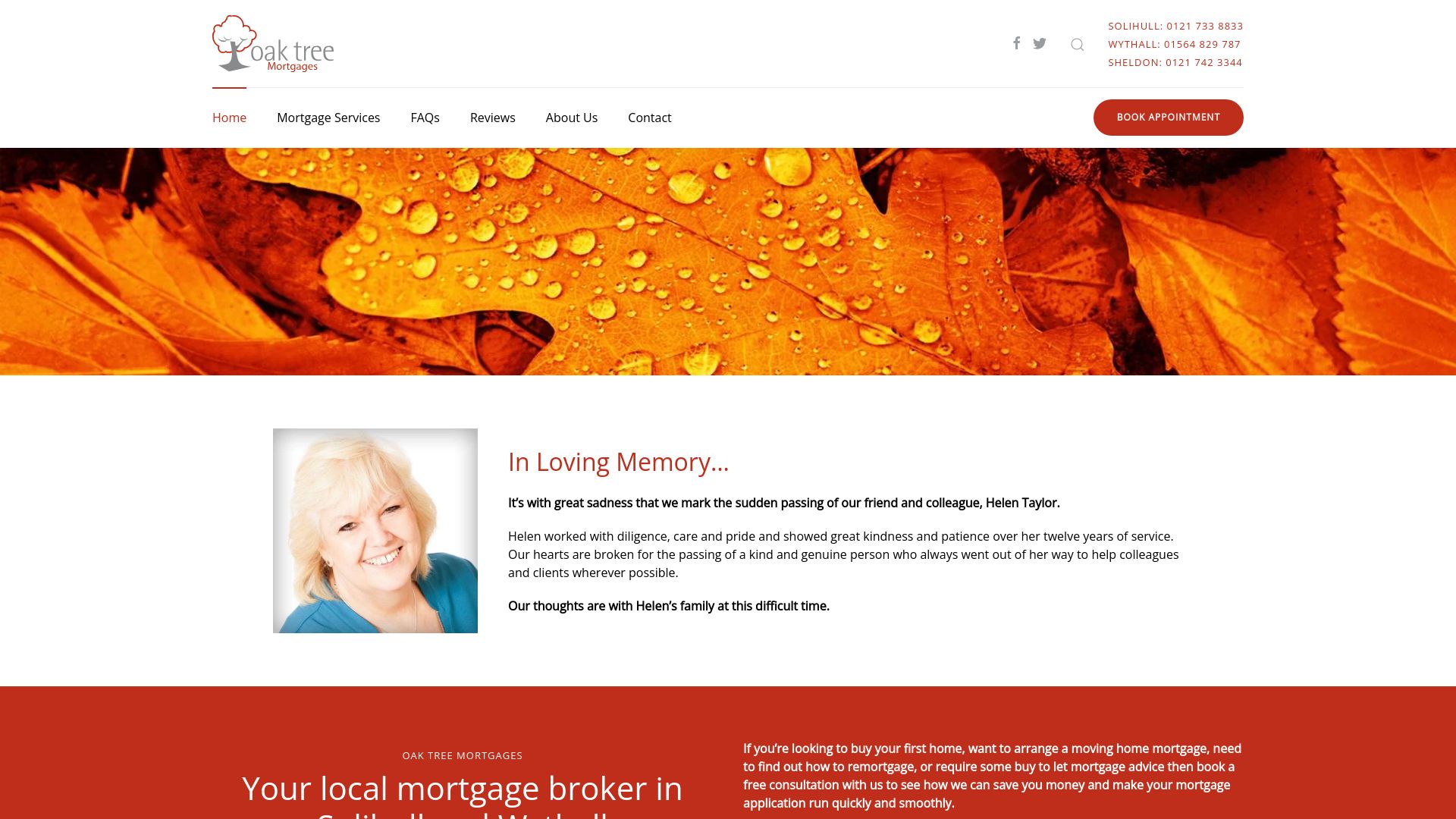 Screenshot of Oak Tree Mortgages (Sheldon)'s website