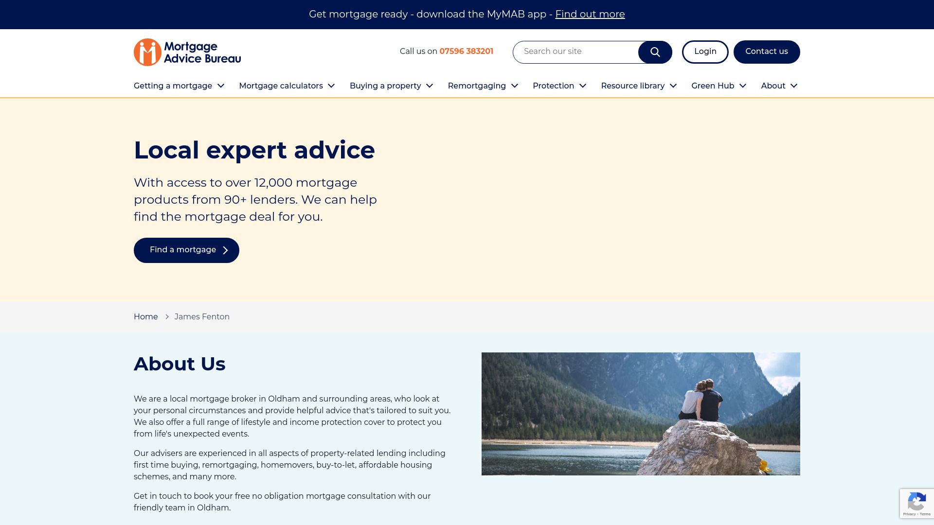 Screenshot of Mortgage Advice Bureau's website