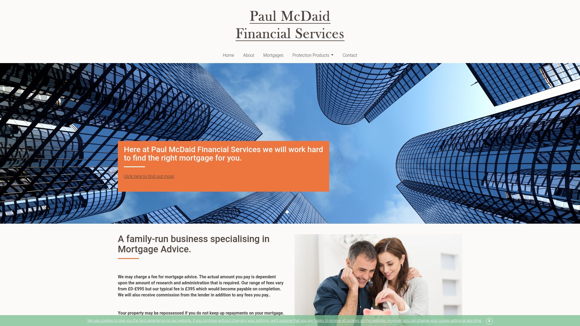 Screenshot of Paul McDaid Financial Services's website