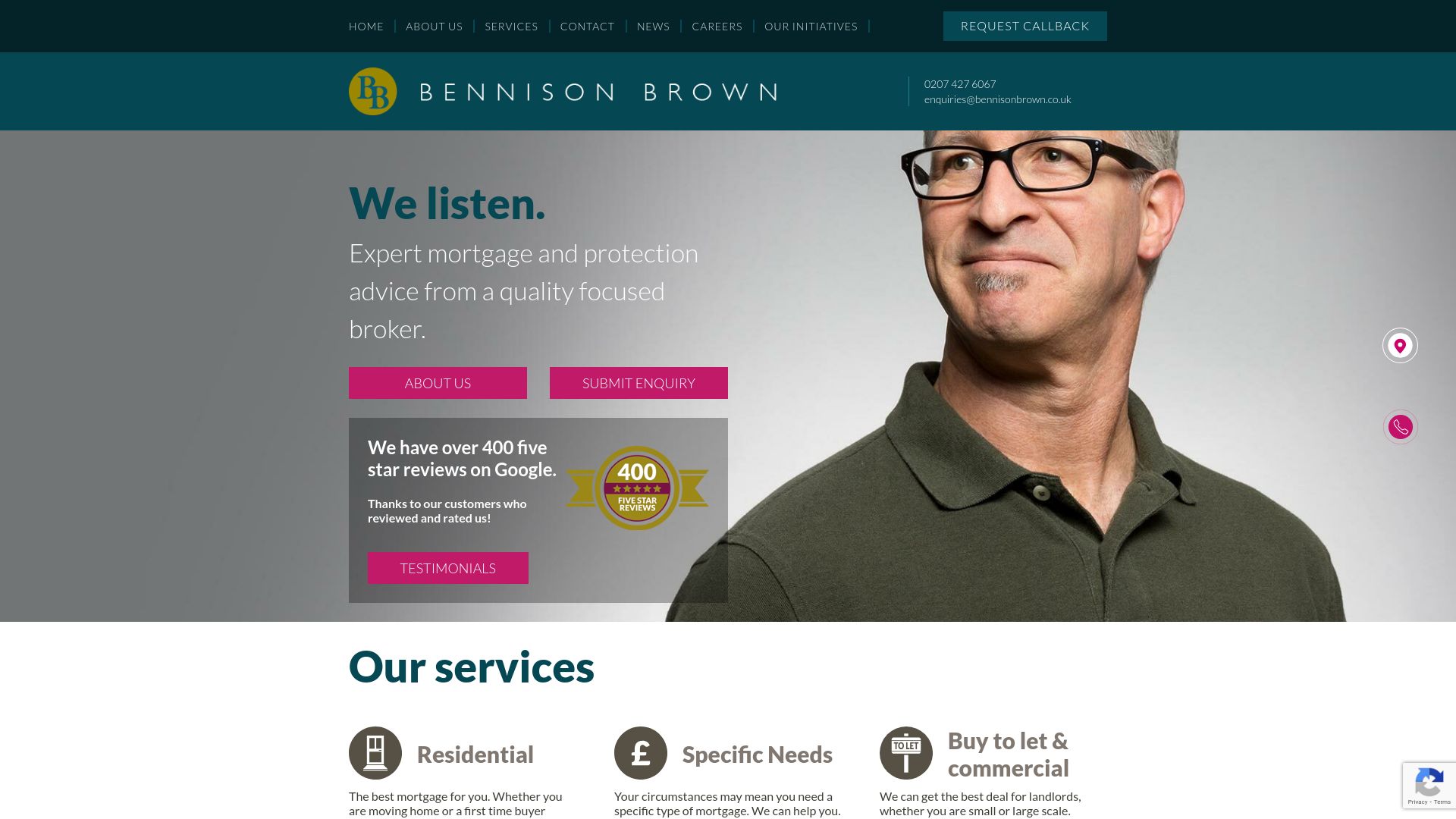 Screenshot of Bennison Brown Mortgages's website