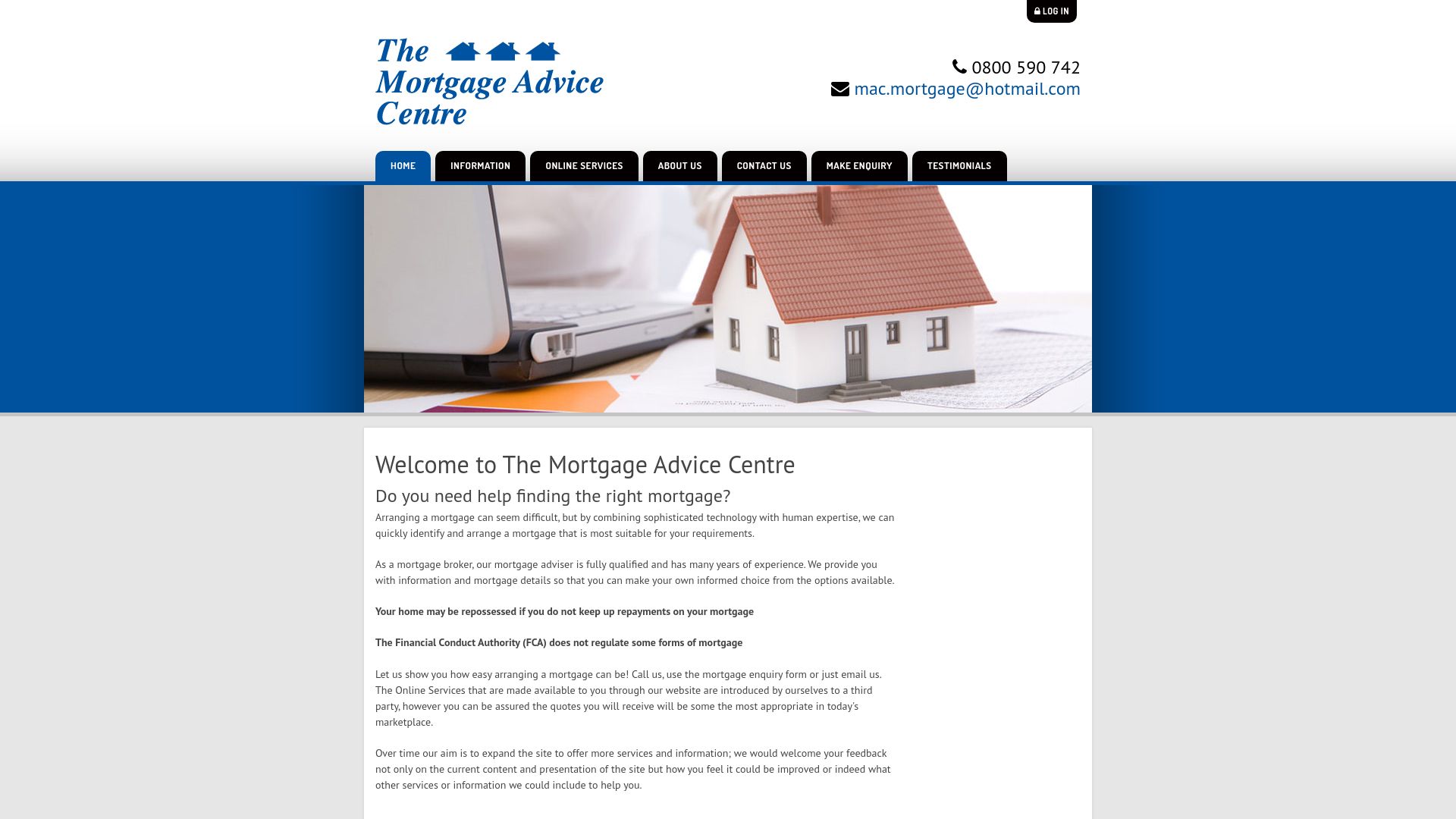 Screenshot of The Mortgage Advice Centre's website