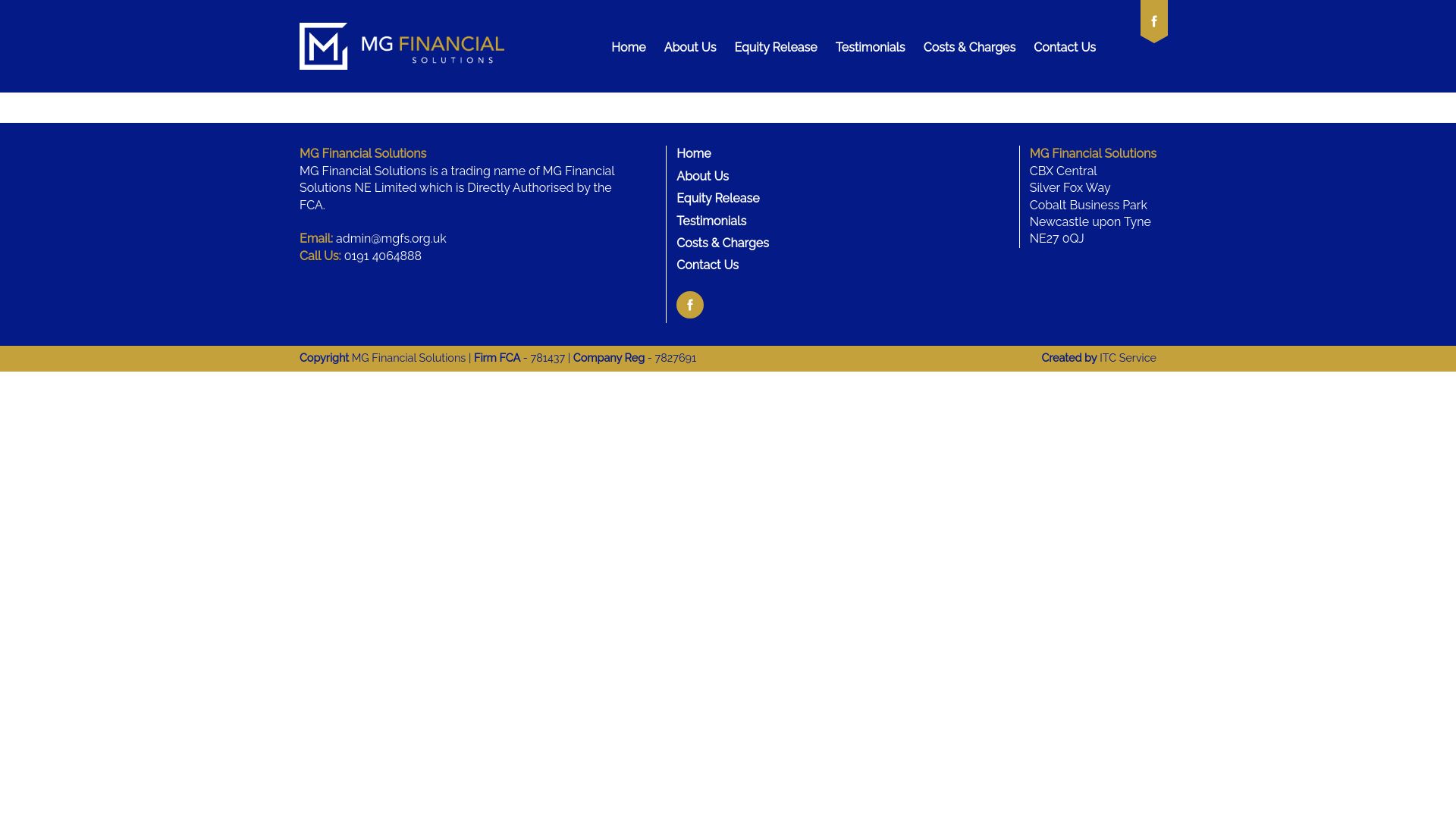 Screenshot of MG Financial Solutions's website