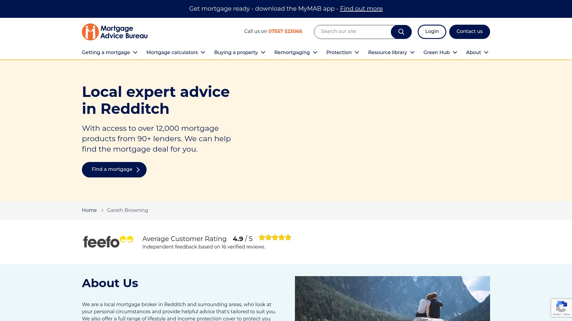 Screenshot of Mortgage Advice Bureau's website