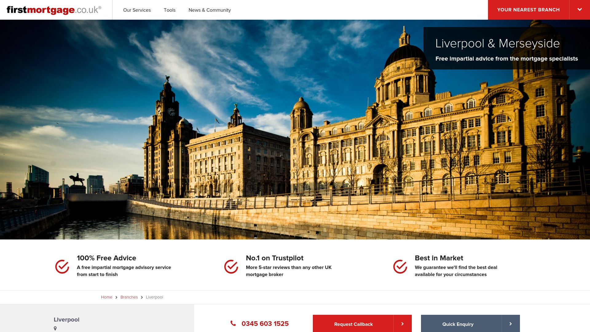 Screenshot of First Mortgage Liverpool's website