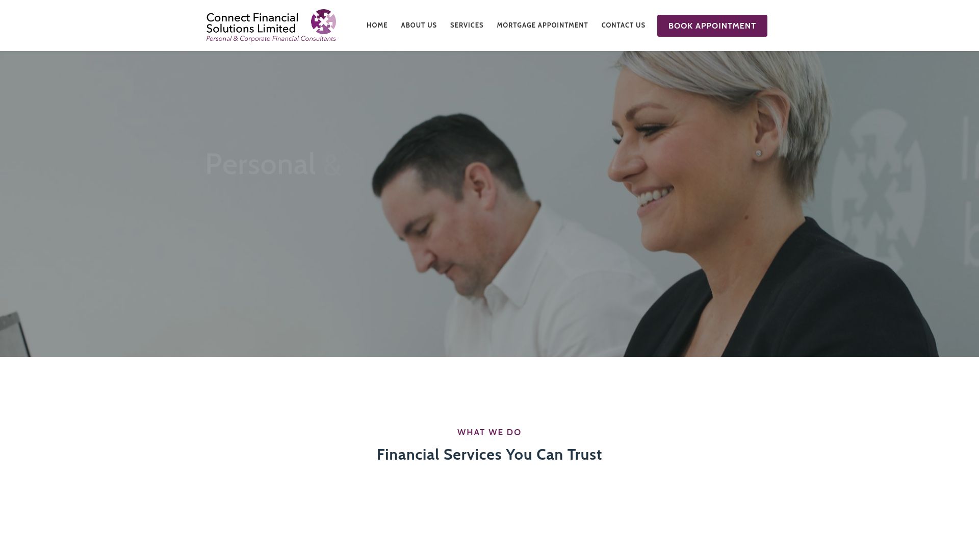 Screenshot of Connect Financial Solutions's website