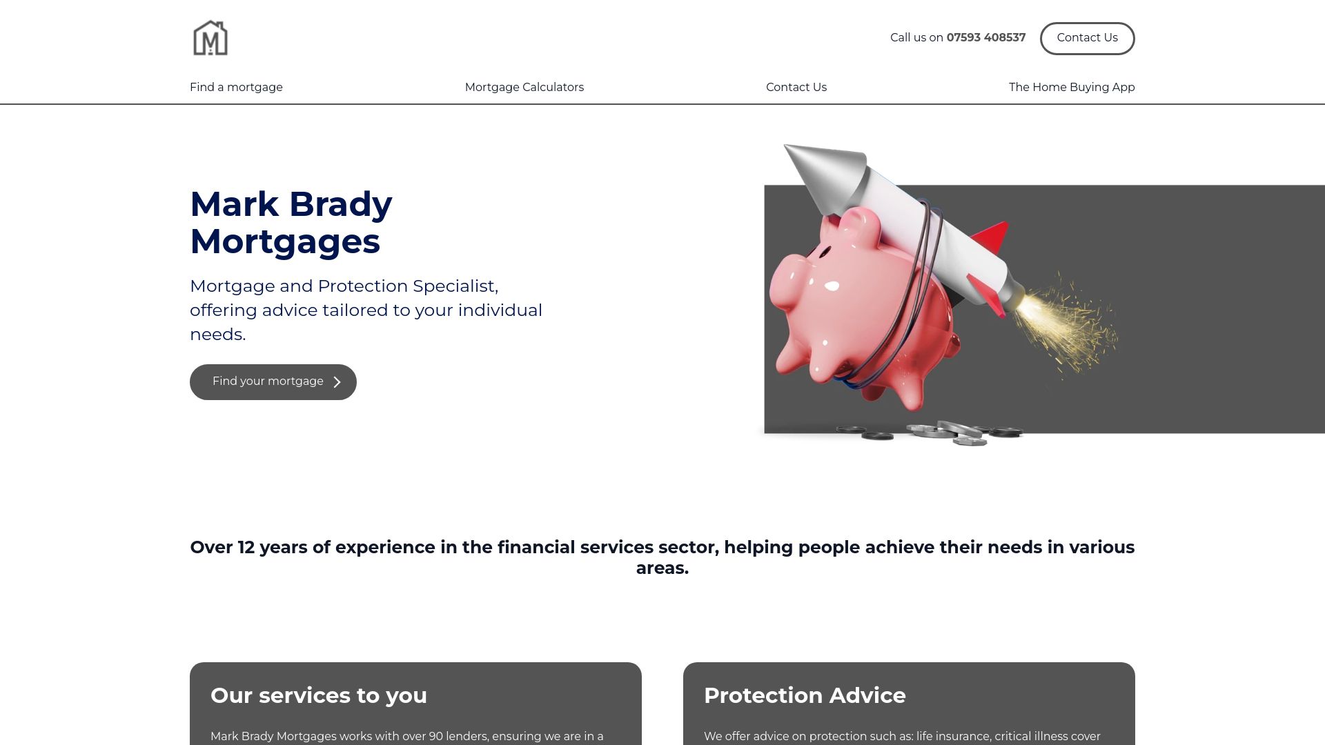 Screenshot of Mark Brady Mortgages's website