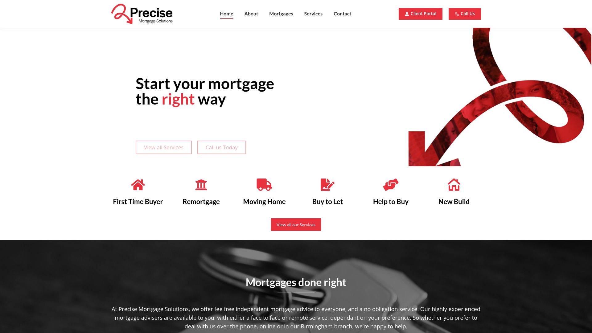 Screenshot of Precise Mortgage Solutions's website