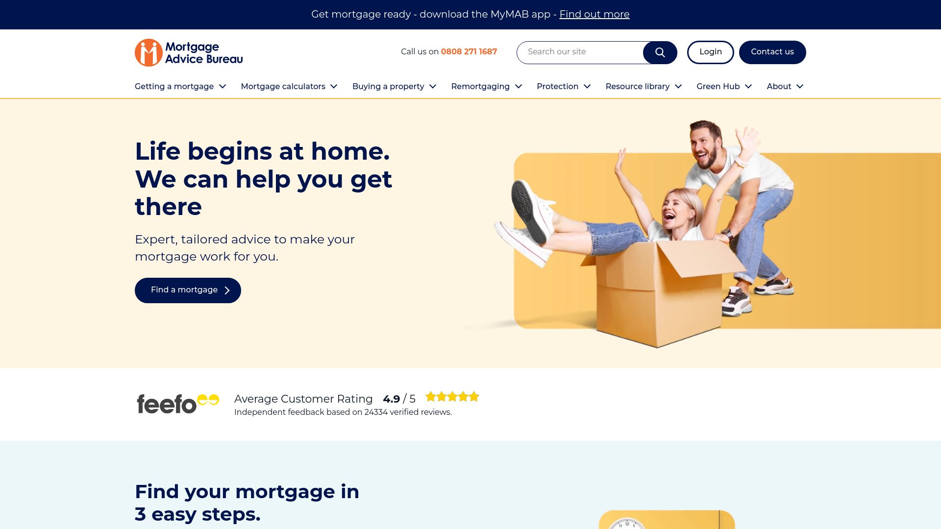 Screenshot of Mortgage Advice Bureau's website