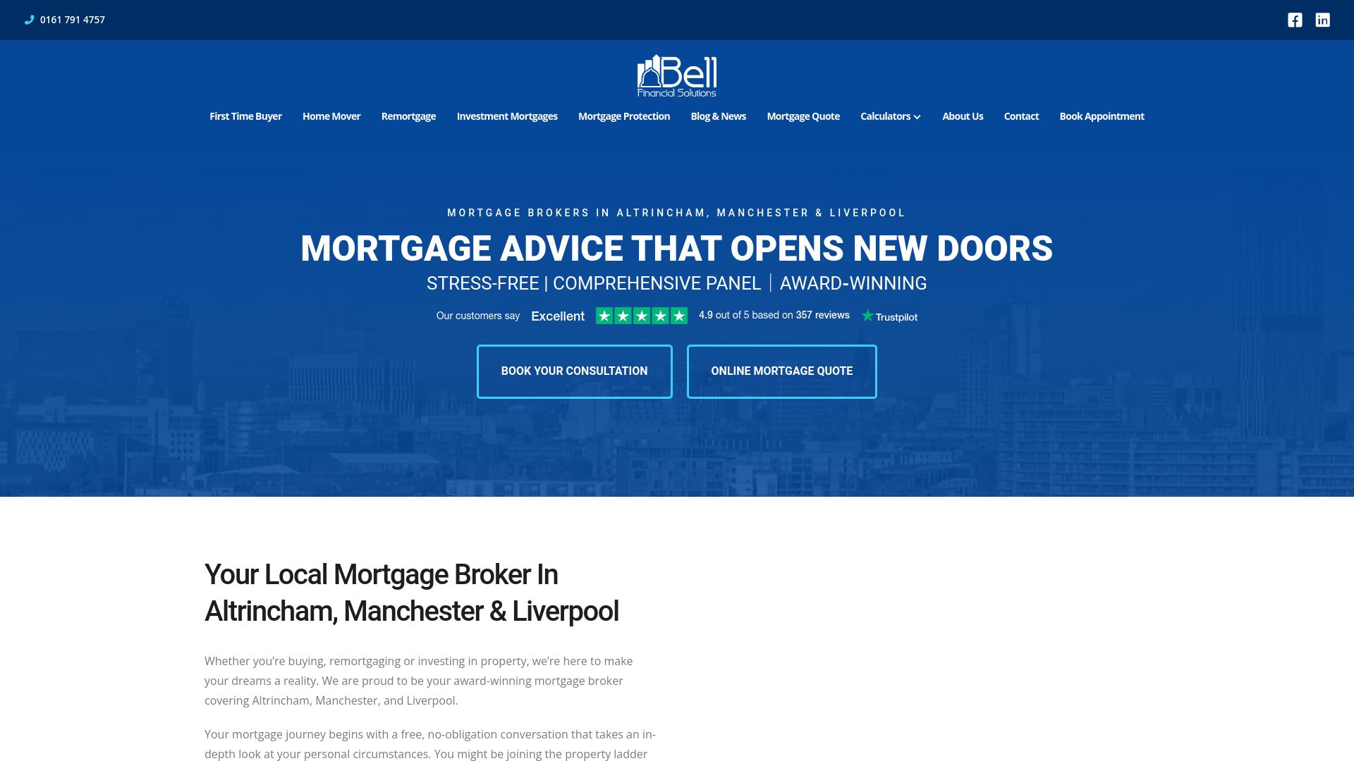 Screenshot of Bell Financial Solutions Ltd's website