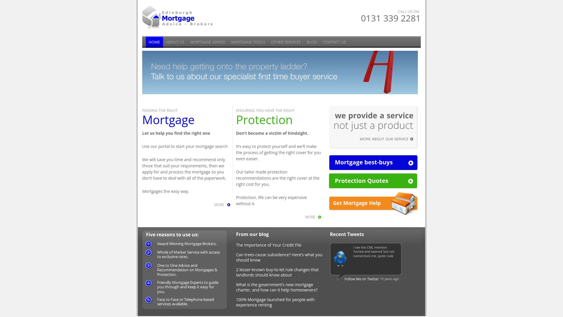 Screenshot of Edinburgh Mortgage Advice's website