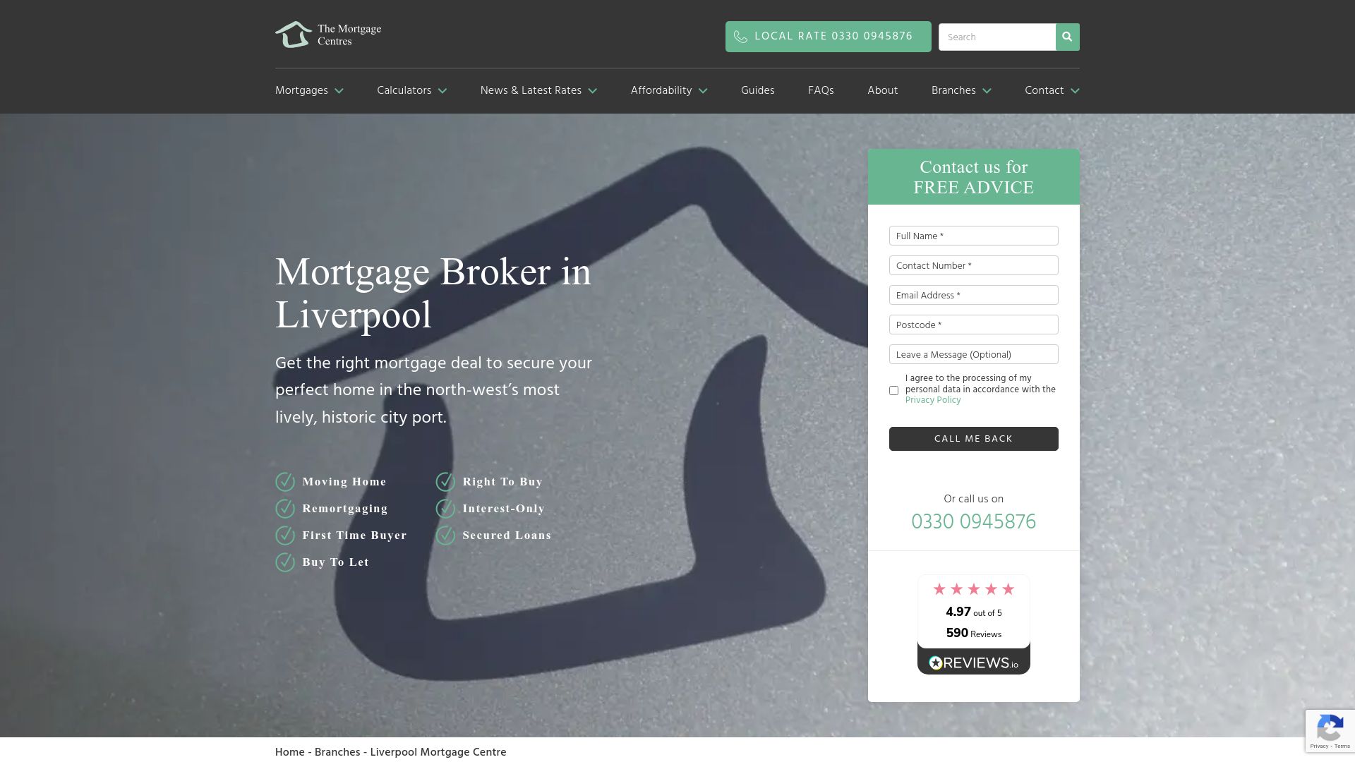 Screenshot of The Mortgage Centres's website