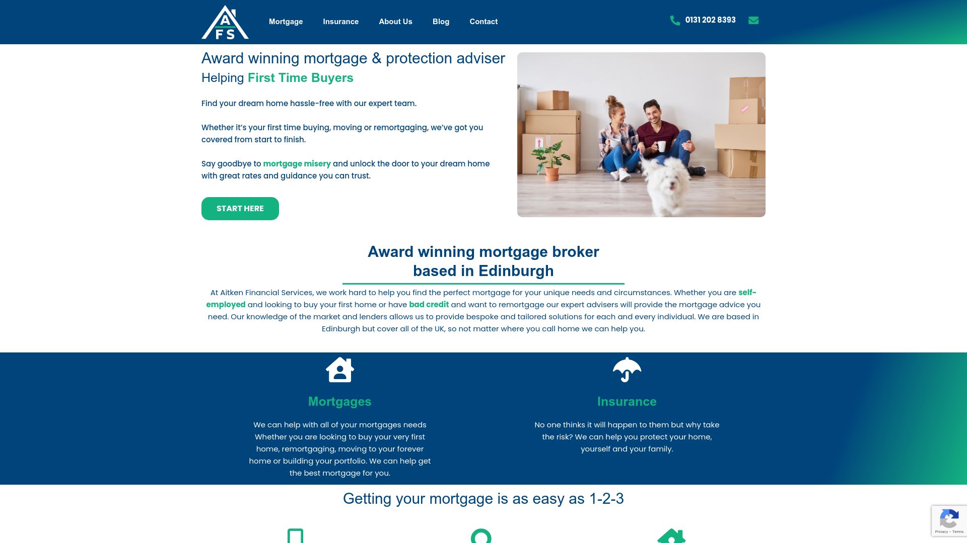 Screenshot of Aitken Financial Services's website