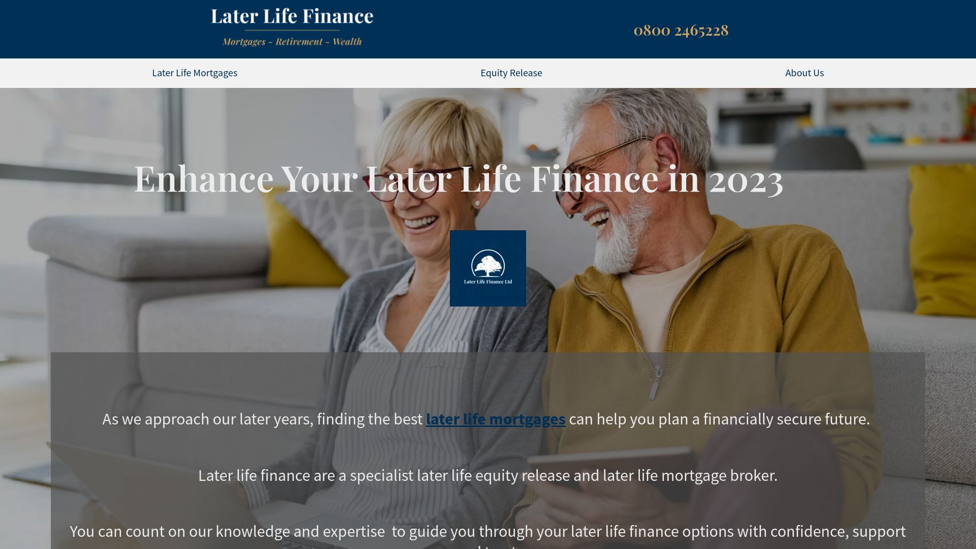 Screenshot of Later Life Mortgages & Finance's website