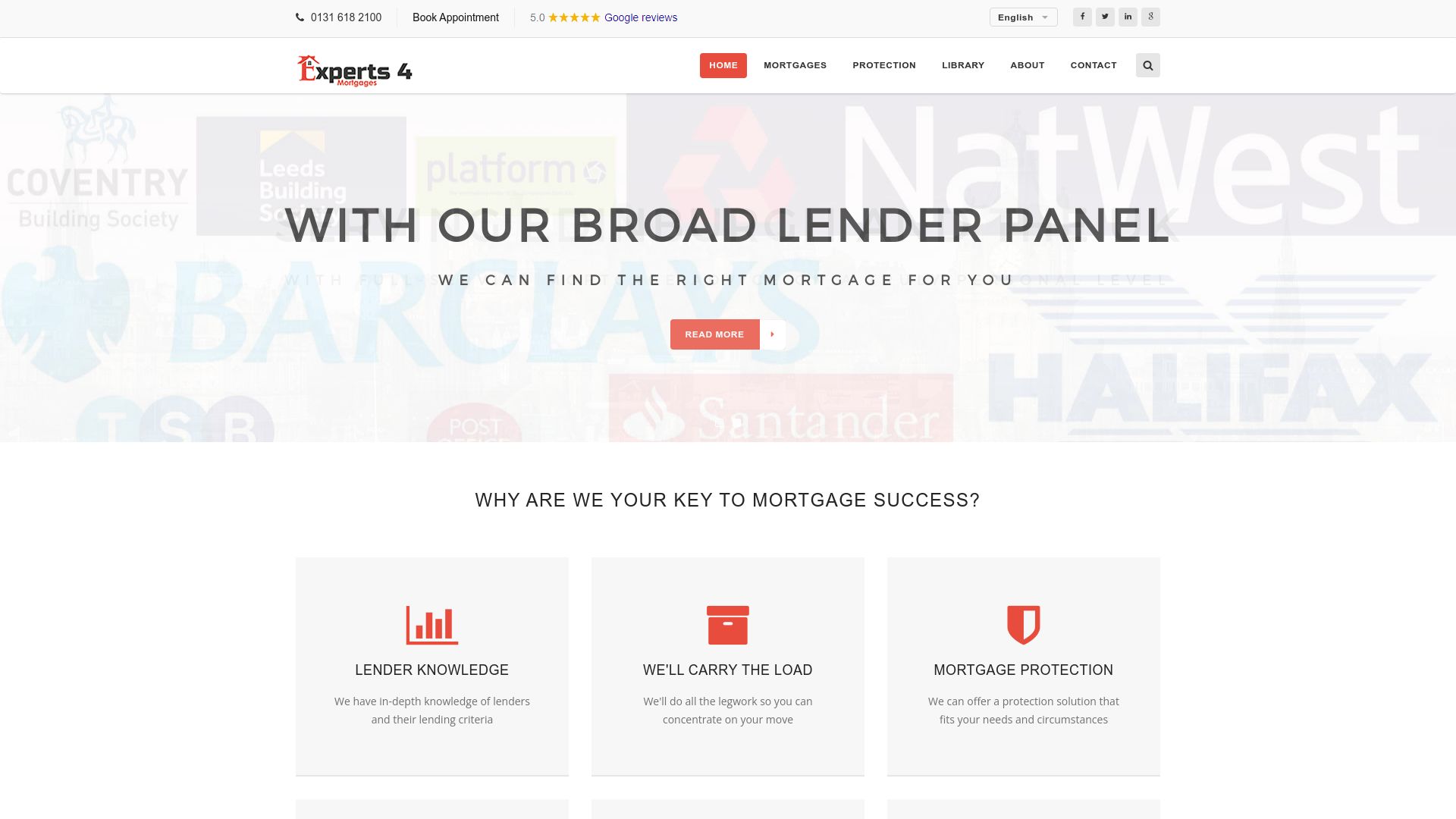 Screenshot of Experts 4 Mortgages's website