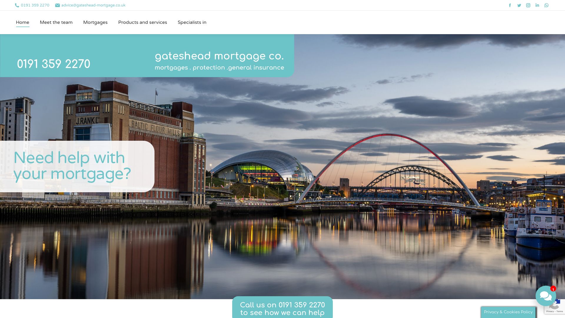 Screenshot of Gateshead Mortgage Co's website