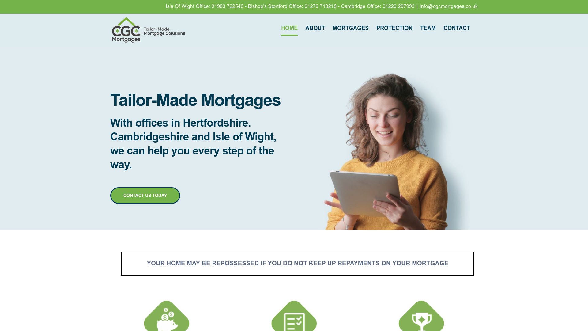 Screenshot of CGC Mortgages - Cambridge Office's website