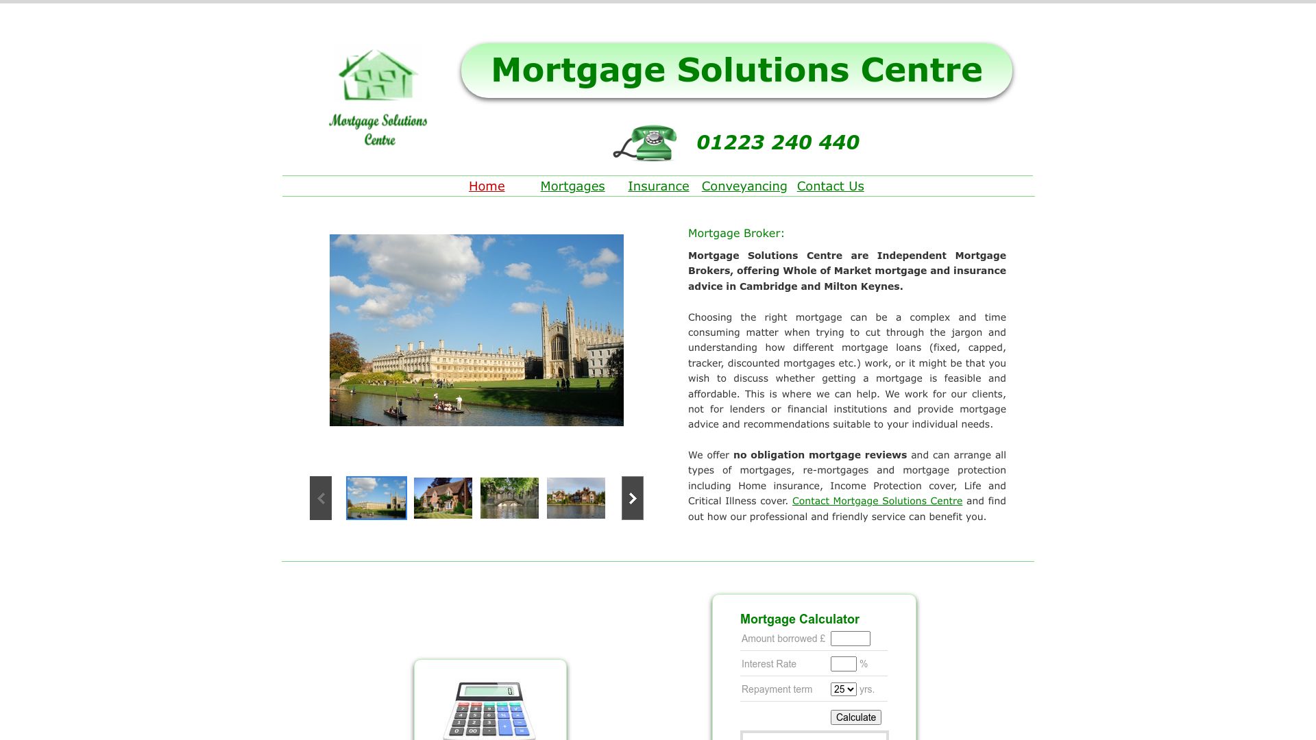 Screenshot of Mortgage Solutions Centre's website