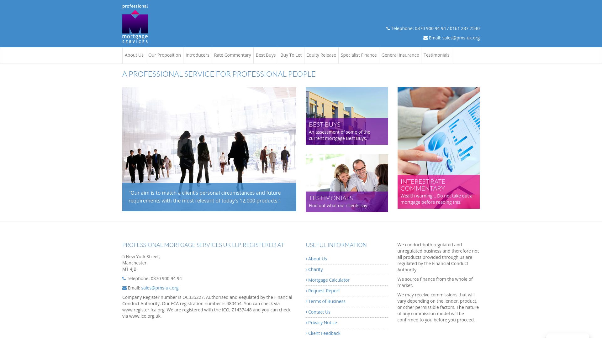 Screenshot of Professional Mortgage Services's website