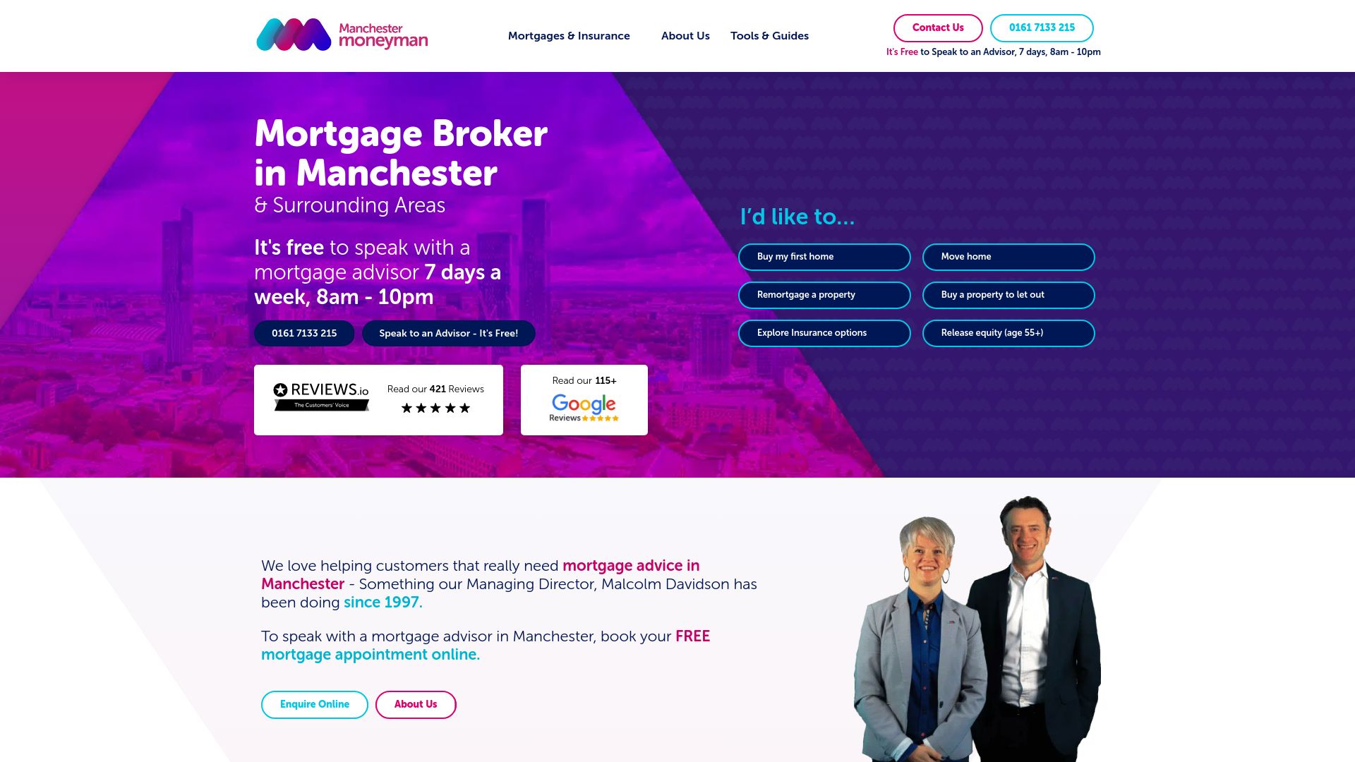 Screenshot of Manchestermoneyman's website