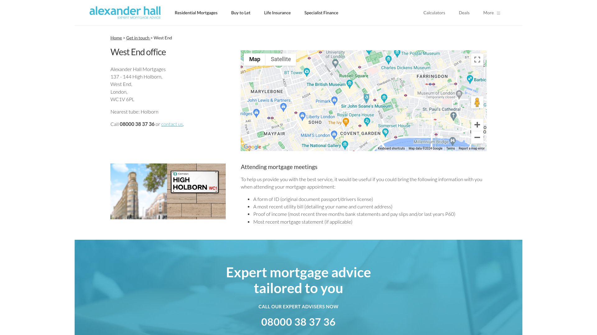 Screenshot of Alexander Hall West End Mortgage Broker HQ's website