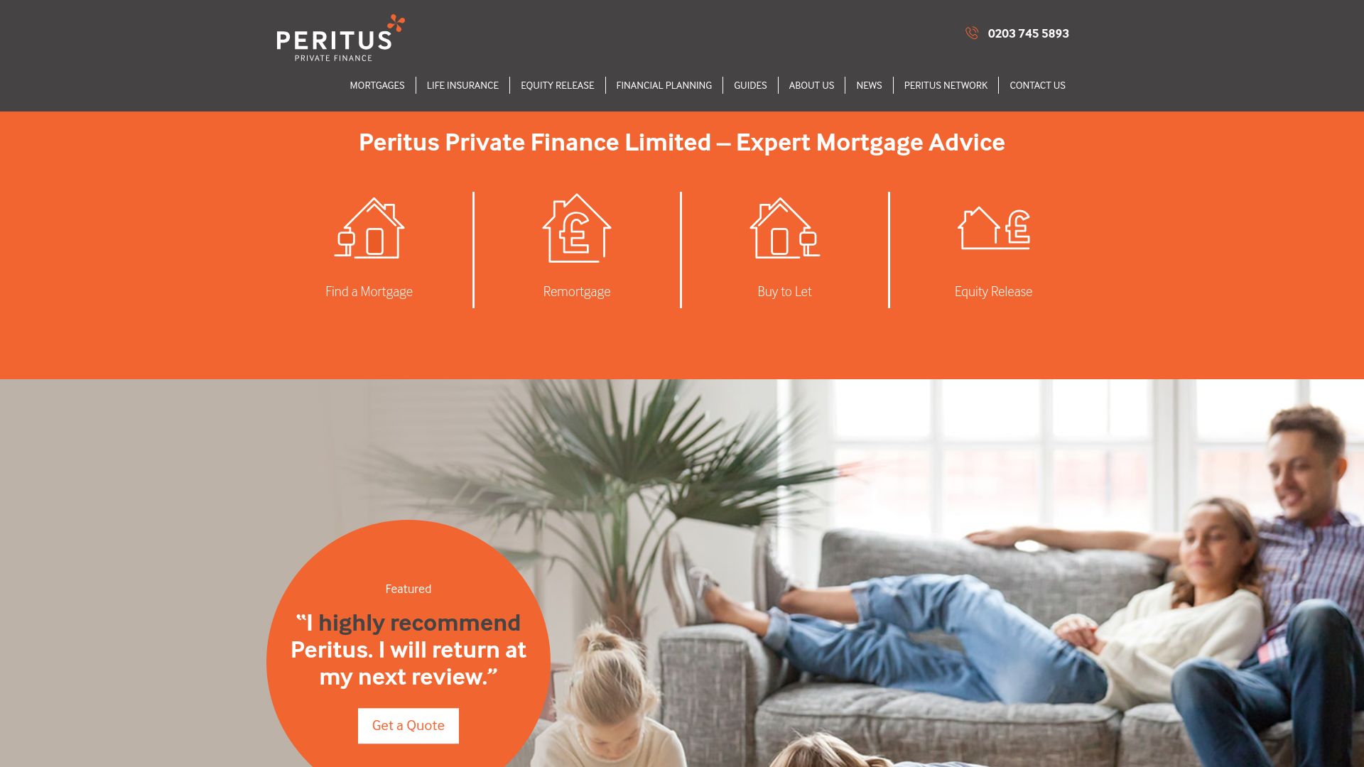 Screenshot of Peritus Private Finance Limited's website