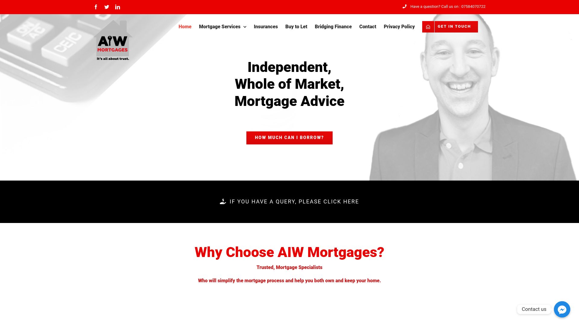 Screenshot of AIW Mortgages's website