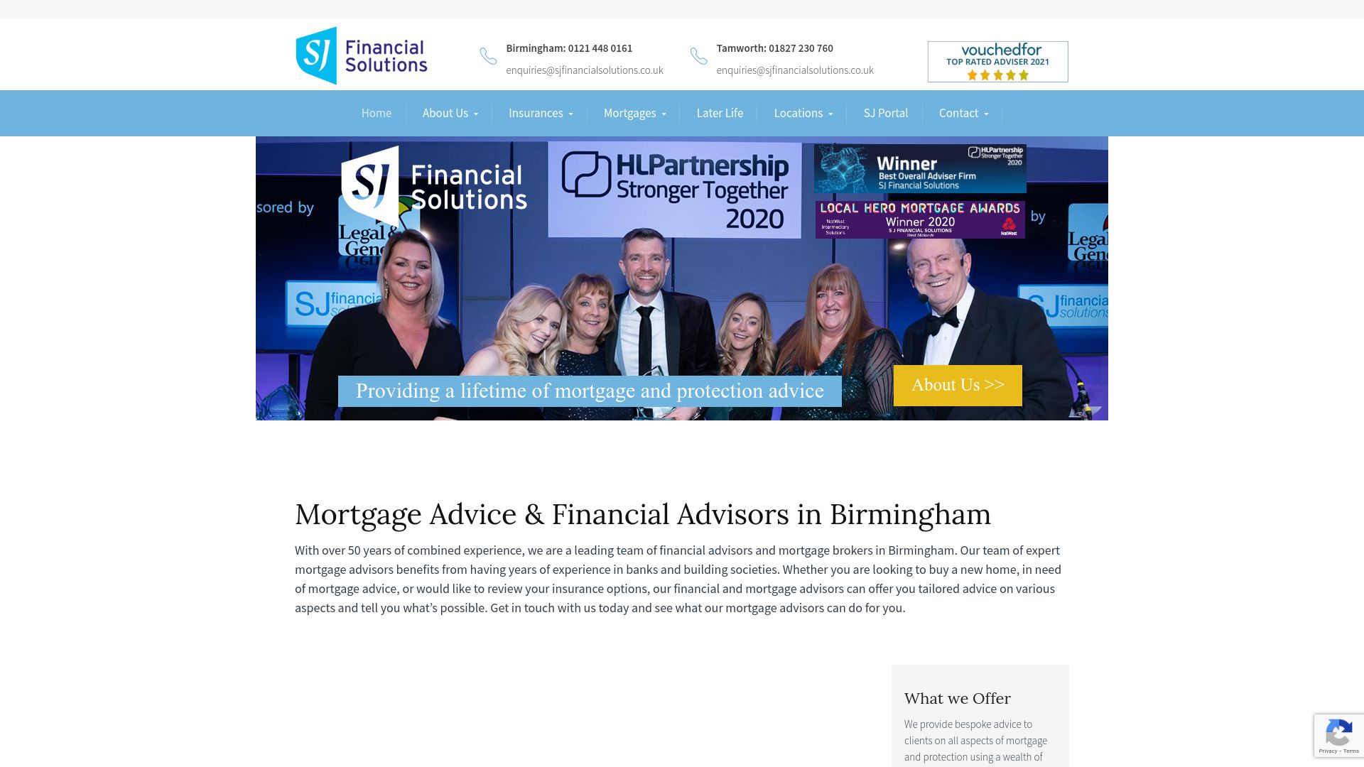 Screenshot of SJ Financial Solutions's website