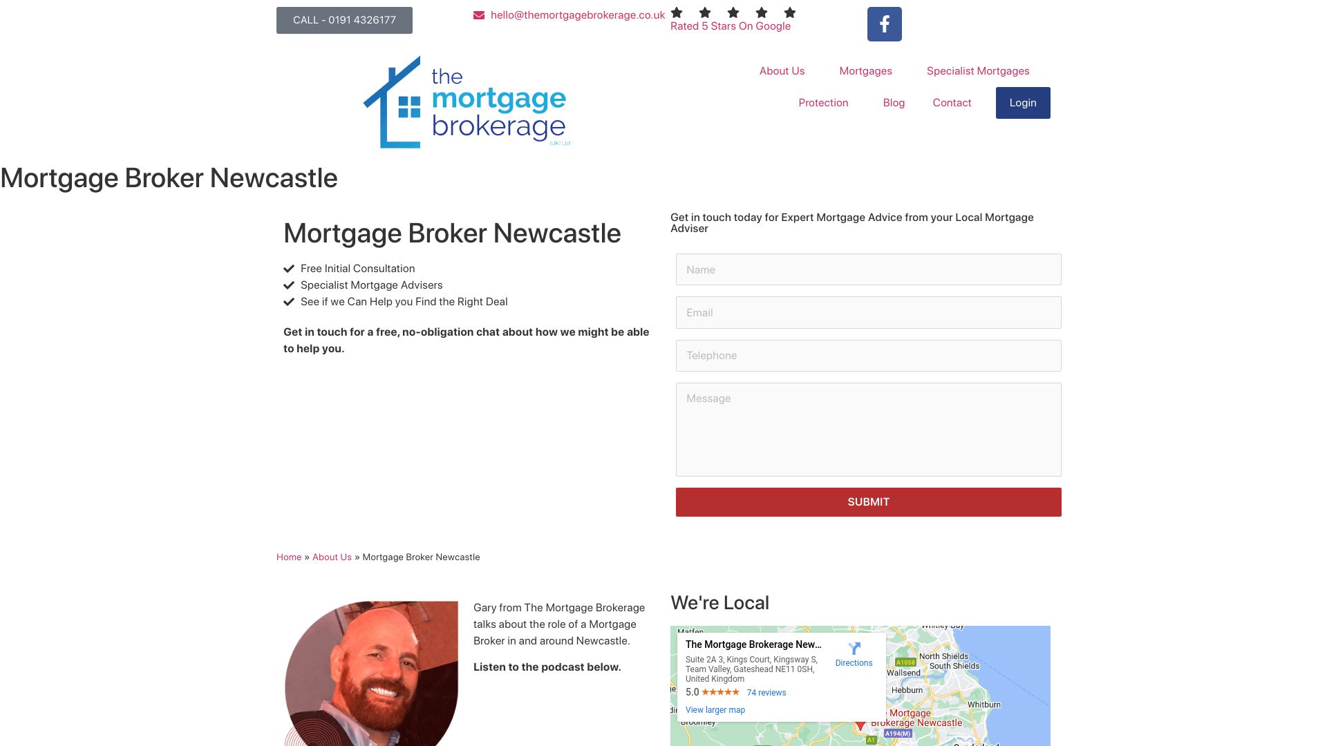 Screenshot of The Mortgage Brokerage Newcastle's website