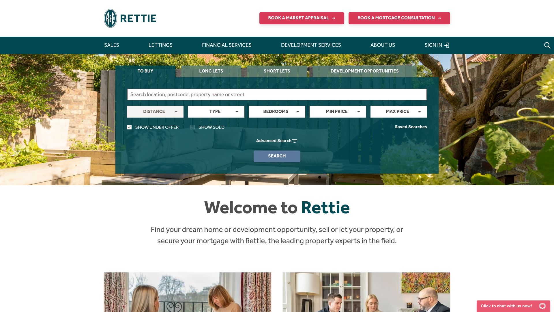 Screenshot of Rettie Financial Services Edinburgh's website