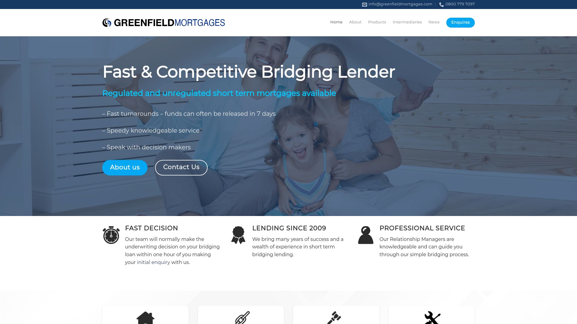 Screenshot of Greenfield Mortgages's website