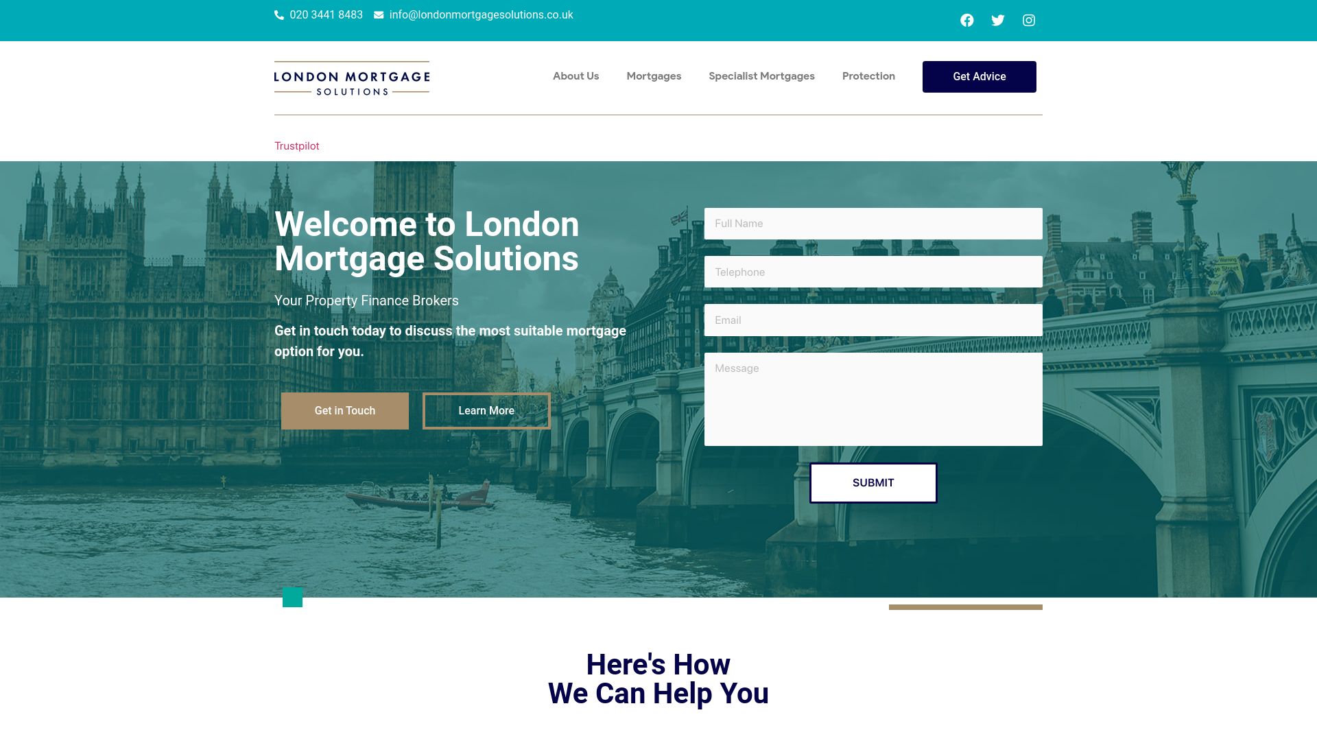 Screenshot of London Mortgage Solutions's website