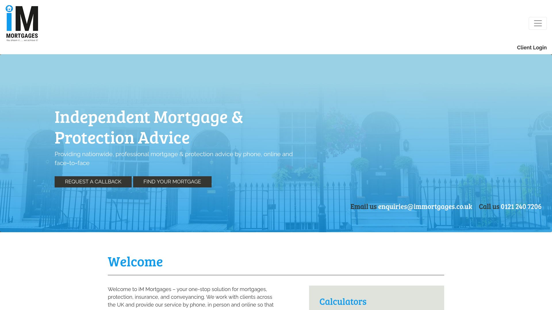 Screenshot of iM Mortgages's website