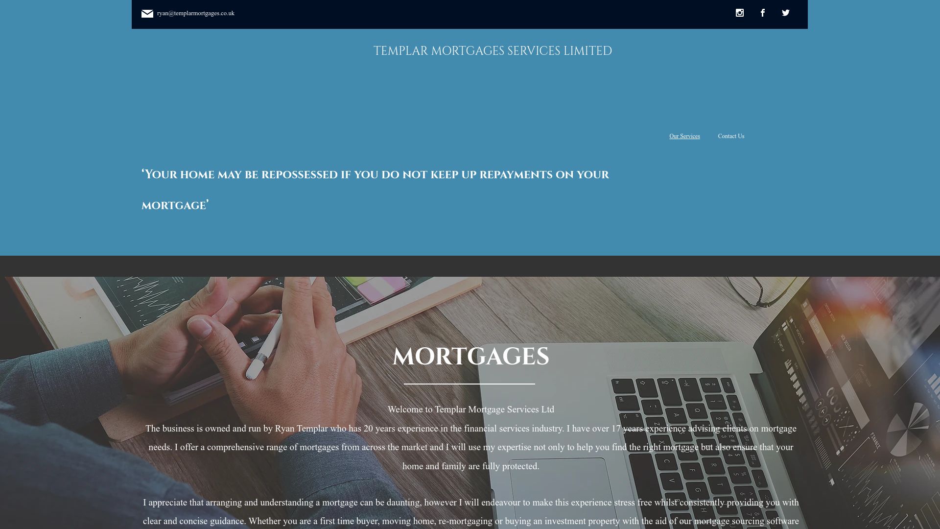 Screenshot of Templar Mortgage Services Ltd's website