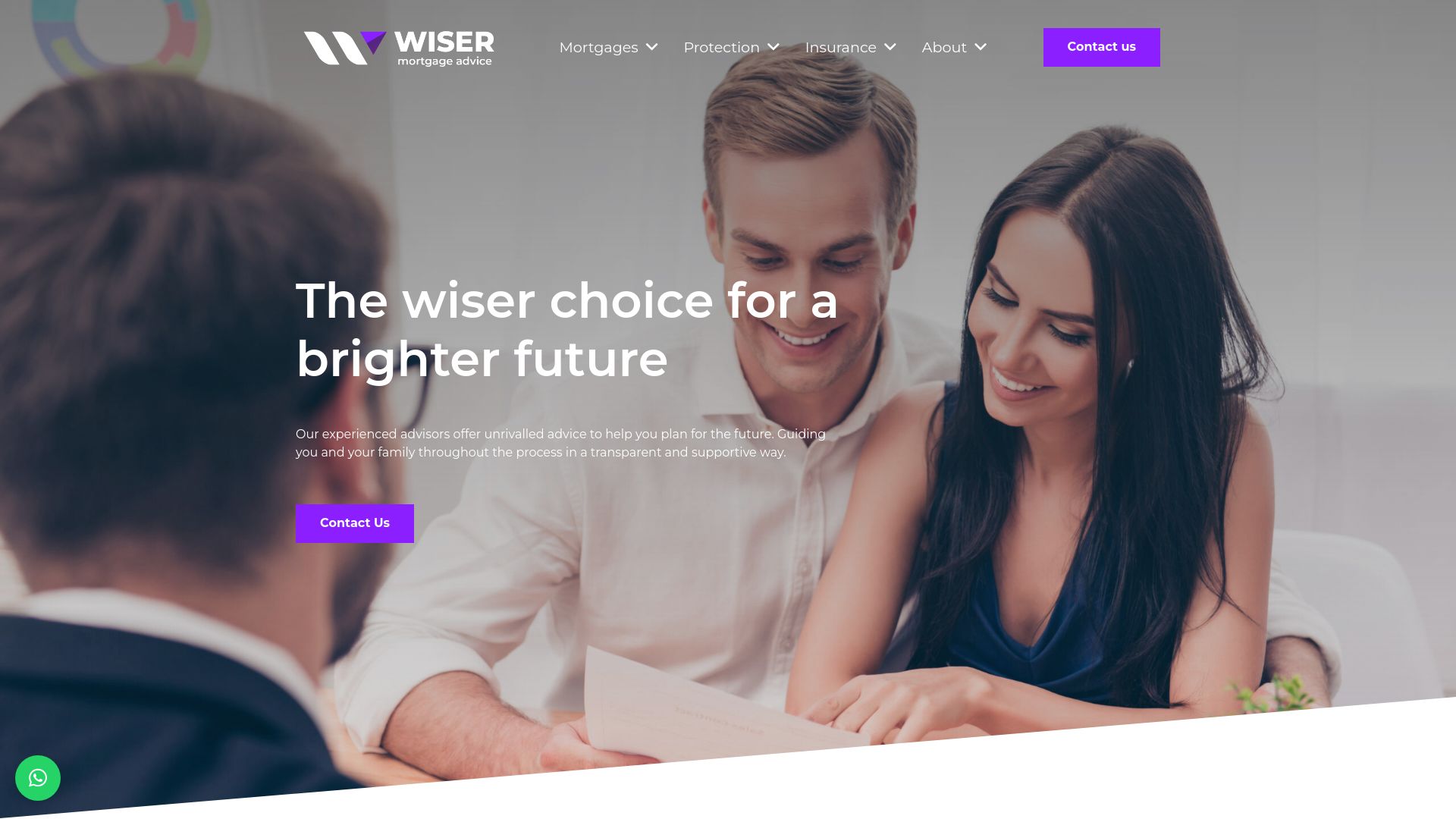 Screenshot of Wiser Mortgage Advice's website