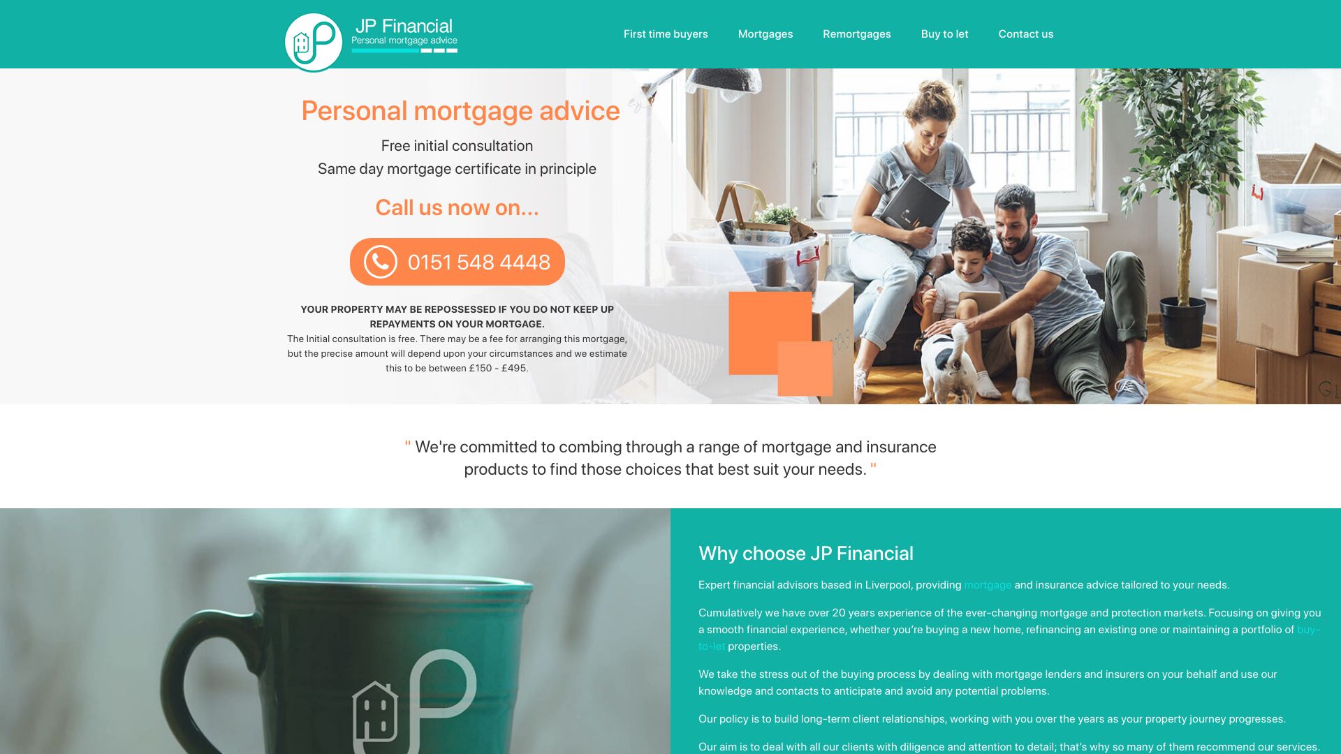 Screenshot of JP Financial's website