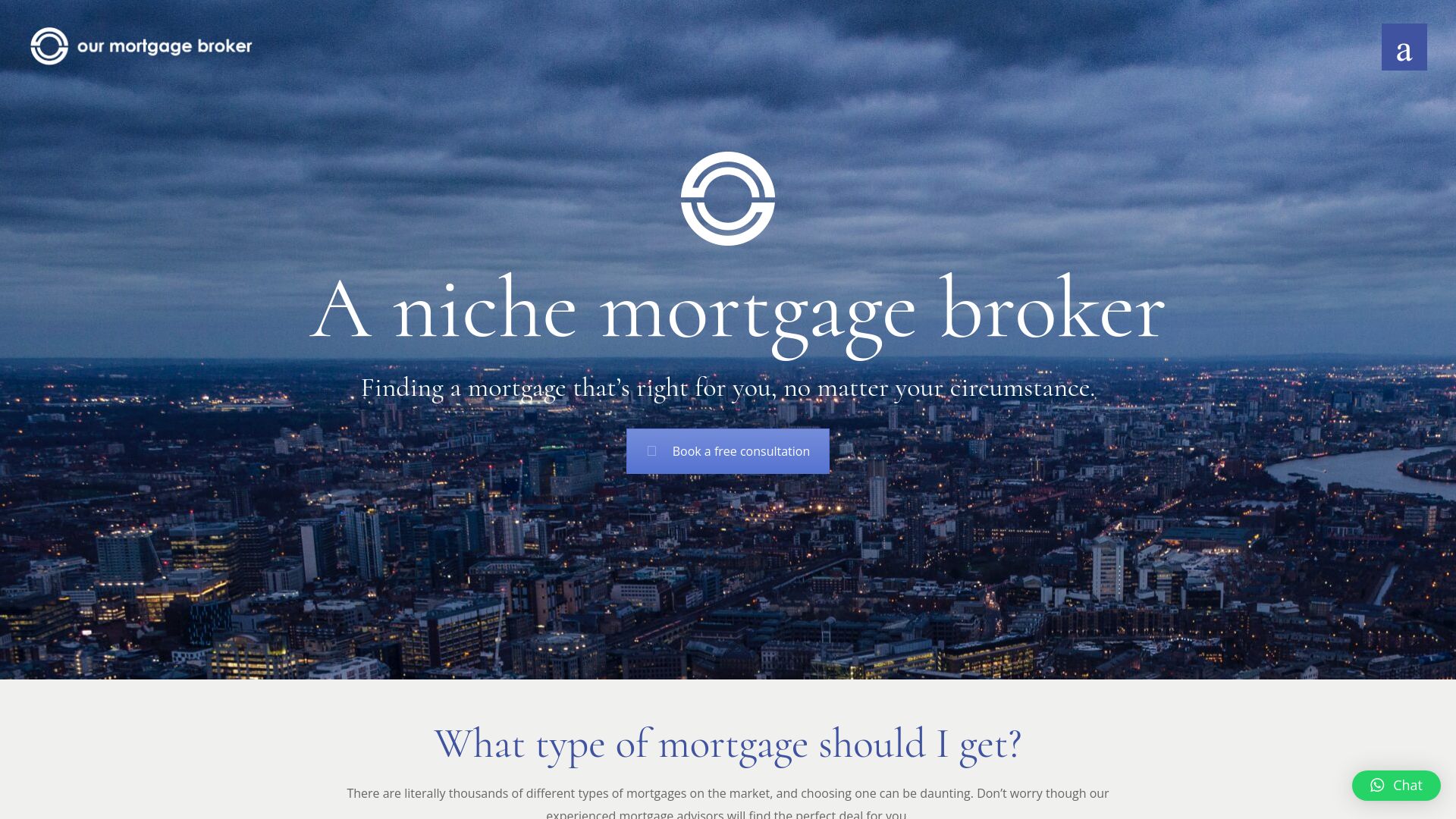 Screenshot of Our Mortgage Broker's website