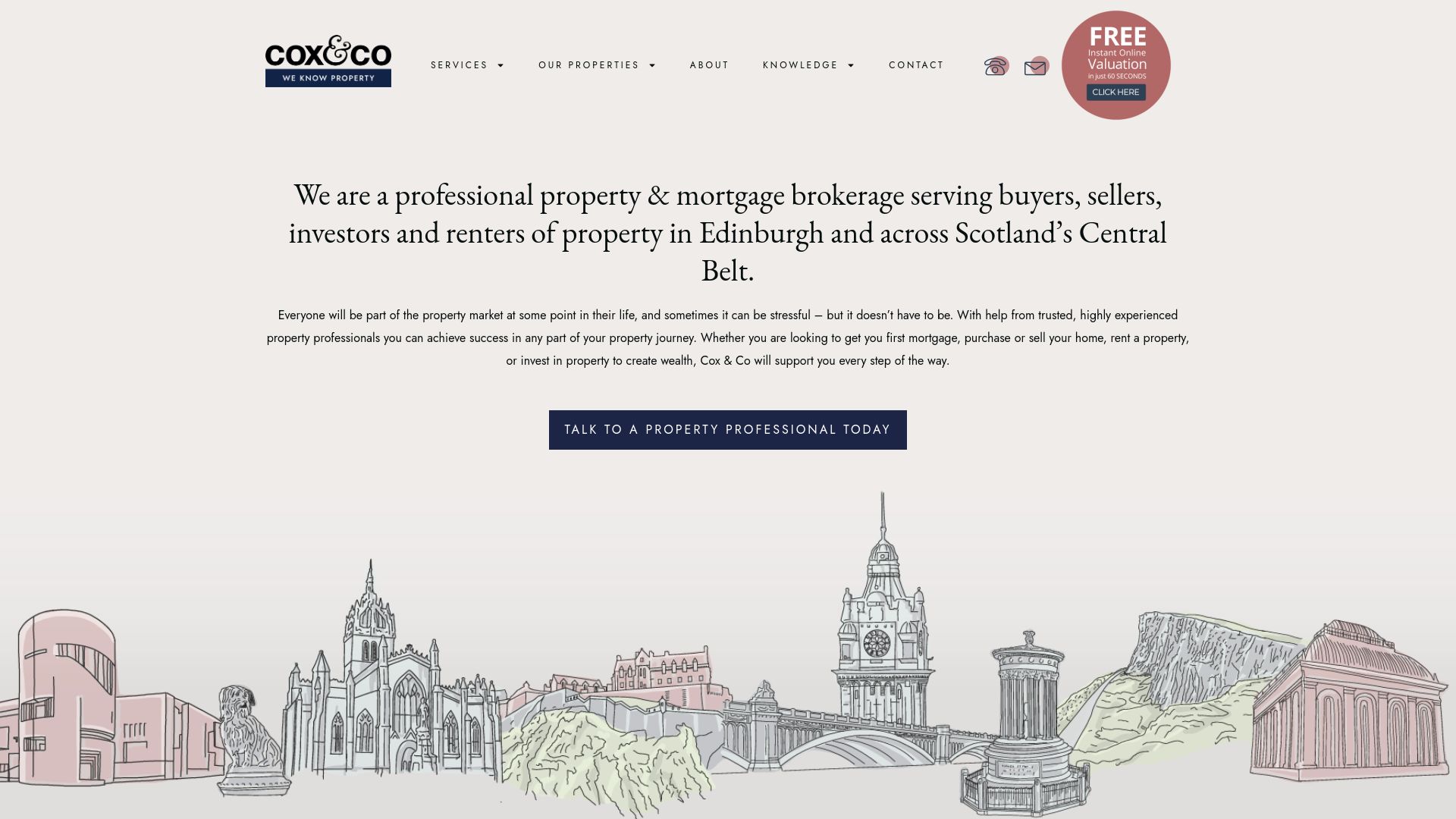 Screenshot of Cox & Co's website