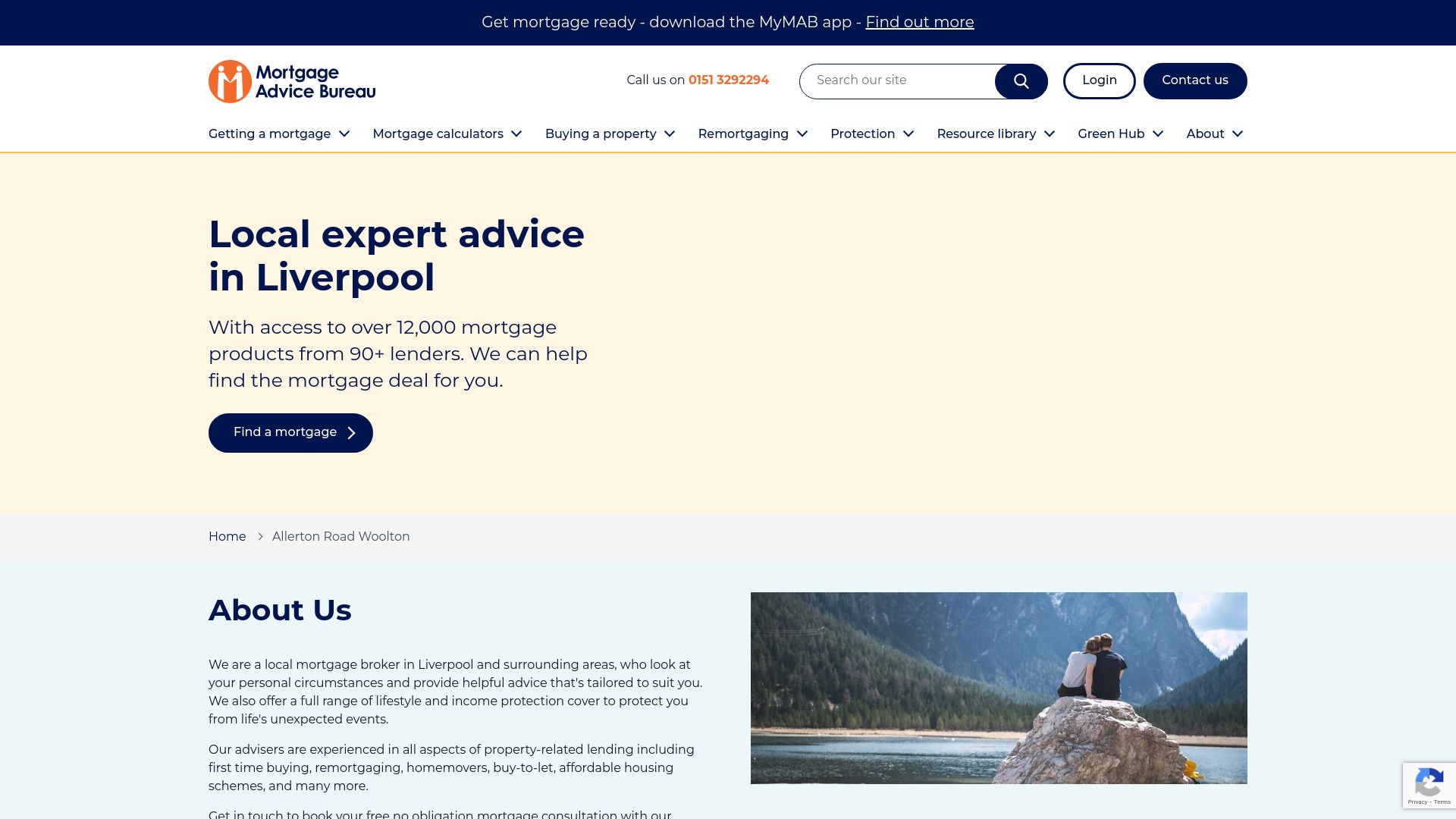 Screenshot of Mortgage Advice Bureau's website