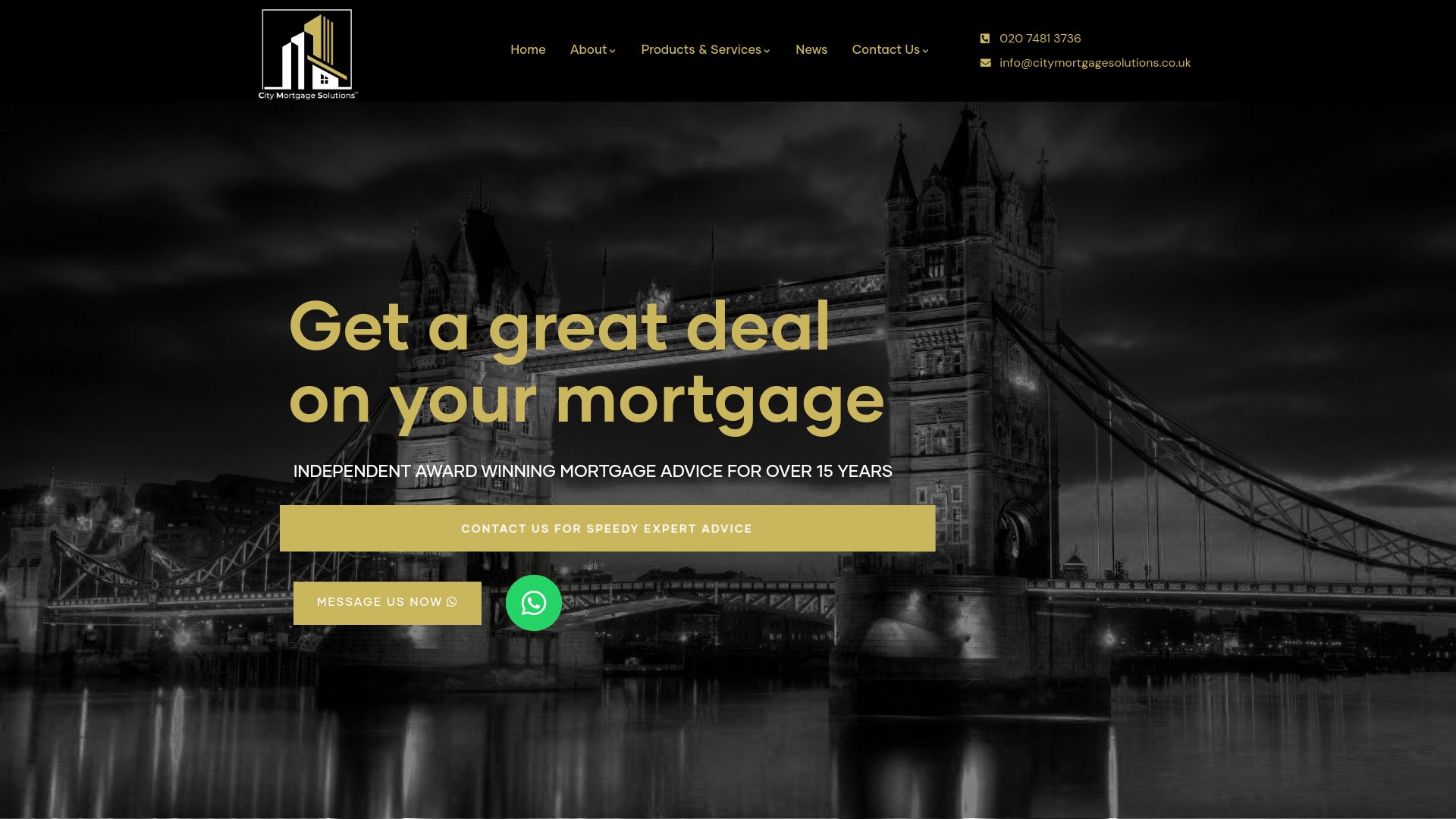 Screenshot of City Mortgage Solutions LTD's website