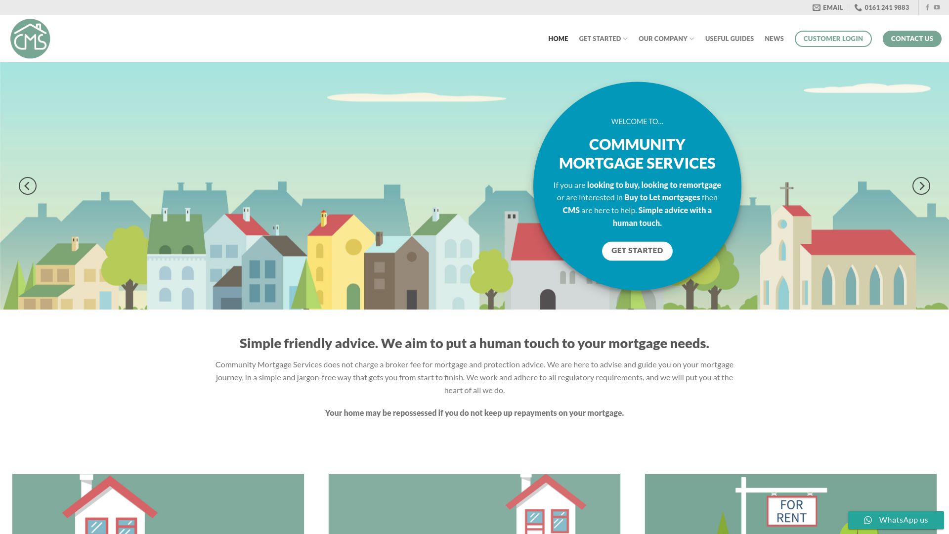 Screenshot of Community Mortgage Services Ltd's website