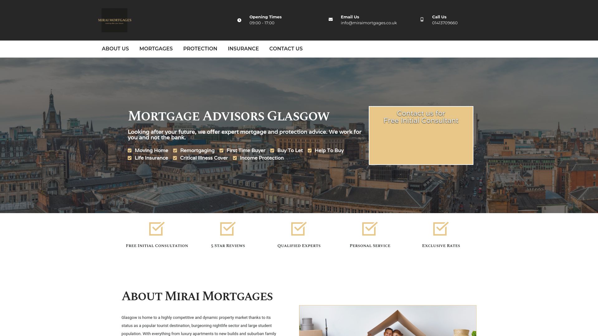 Screenshot of Mirai Mortgages's website