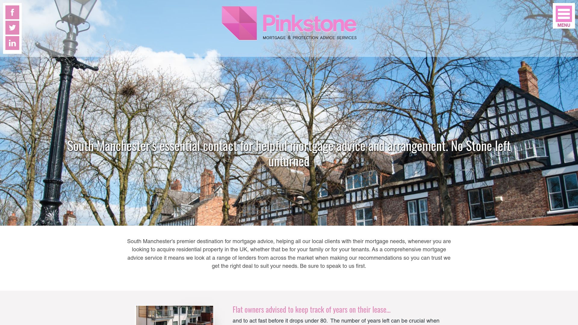 Screenshot of Pinkstone Mortgage's website