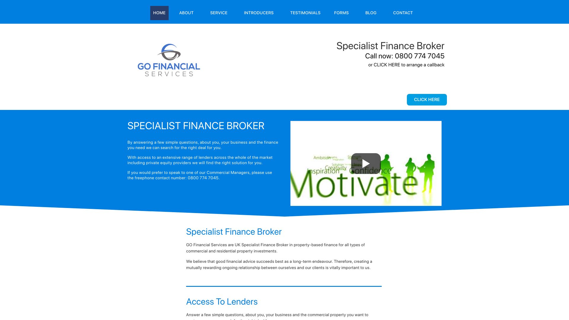 Screenshot of GO Financial Services Glasgow's website