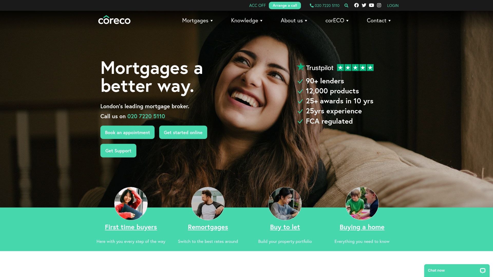 Screenshot of Coreco's website