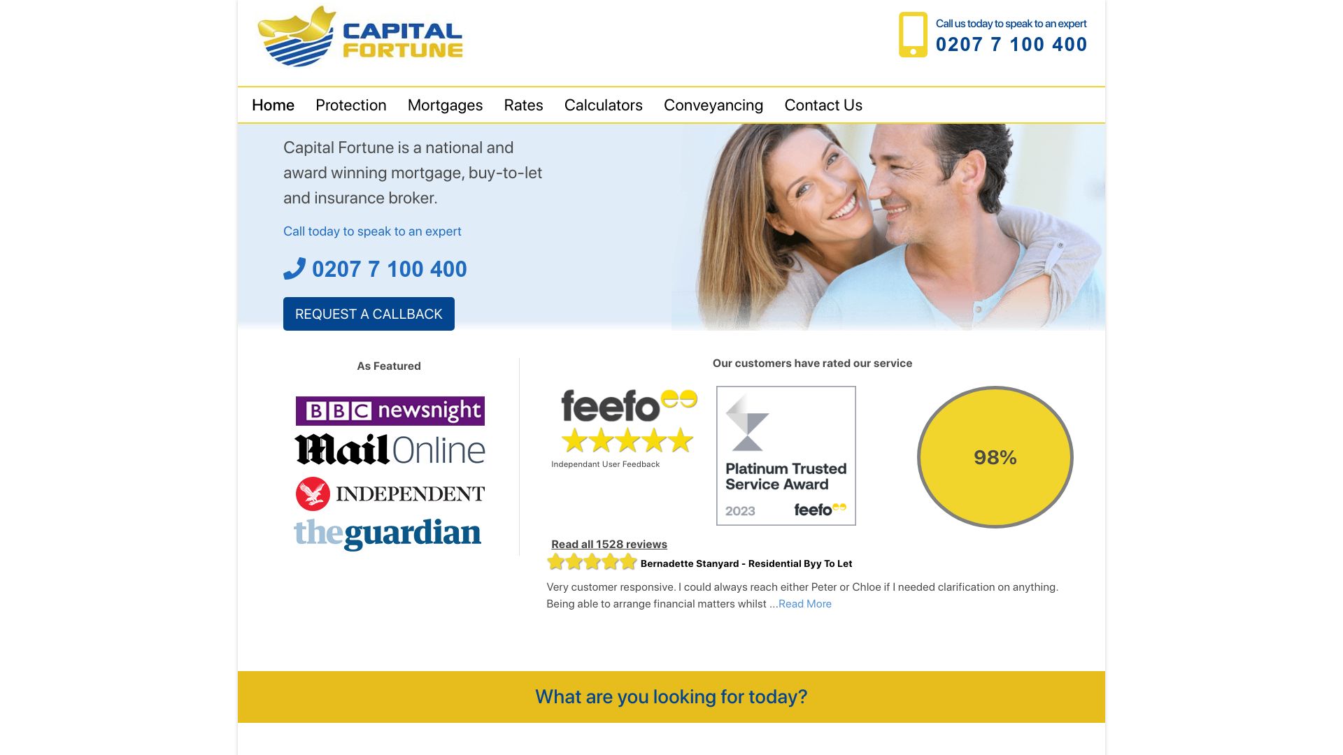 Screenshot of Capital Fortune's website